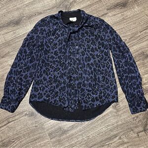 Kate Spade Blue and Black Button Down Shirt